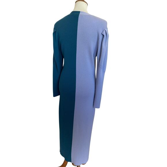 Busayo Cardigan Knit Midi Dress LARGE Ribbed Sweater Lavender Duster Wool $360 - Picture 7 of 10